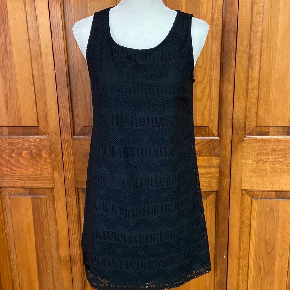 Xhilaration Black Aztec Lace (Polyester) Tank Dress Lined. Sz M Preowned